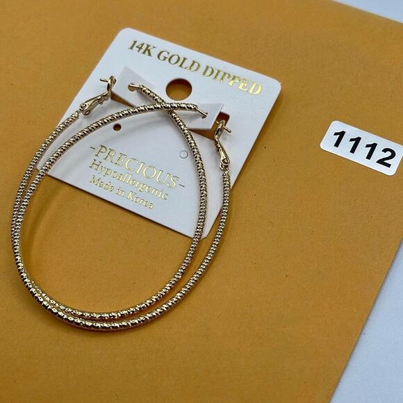 NWT Precious 14K gold dipped teardrop hoops - Picture 5 of 5